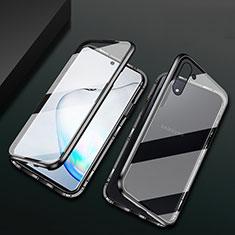 Coque Rebord Bumper Luxe Aluminum Metal Miroir 360 Degres Housse Etui Aimant T04 pour Samsung Galaxy Note 10 5G Noir