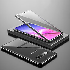 Coque Rebord Bumper Luxe Aluminum Metal Miroir 360 Degres Housse Etui Aimant T04 pour Samsung Galaxy S10 5G Noir