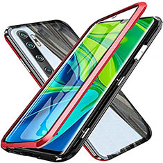 Coque Rebord Bumper Luxe Aluminum Metal Miroir 360 Degres Housse Etui Aimant T04 pour Xiaomi Mi Note 10 Pro Rouge