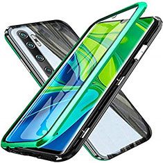 Coque Rebord Bumper Luxe Aluminum Metal Miroir 360 Degres Housse Etui Aimant T04 pour Xiaomi Mi Note 10 Vert