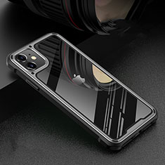 Coque Rebord Bumper Luxe Aluminum Metal Miroir 360 Degres Housse Etui Aimant T05 pour Apple iPhone 11 Argent