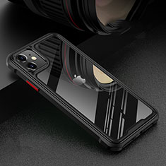 Coque Rebord Bumper Luxe Aluminum Metal Miroir 360 Degres Housse Etui Aimant T05 pour Apple iPhone 11 Noir