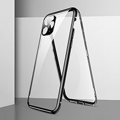 Coque Rebord Bumper Luxe Aluminum Metal Miroir 360 Degres Housse Etui Aimant T05 pour Apple iPhone 11 Pro Noir
