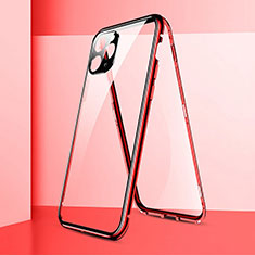 Coque Rebord Bumper Luxe Aluminum Metal Miroir 360 Degres Housse Etui Aimant T05 pour Apple iPhone 11 Pro Rouge