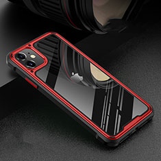 Coque Rebord Bumper Luxe Aluminum Metal Miroir 360 Degres Housse Etui Aimant T05 pour Apple iPhone 11 Rouge