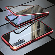 Coque Rebord Bumper Luxe Aluminum Metal Miroir 360 Degres Housse Etui Aimant T05 pour Huawei Honor 20 Rouge