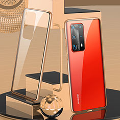 Coque Rebord Bumper Luxe Aluminum Metal Miroir 360 Degres Housse Etui Aimant T05 pour Huawei P40 Pro+ Plus Or