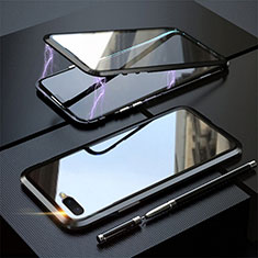 Coque Rebord Bumper Luxe Aluminum Metal Miroir 360 Degres Housse Etui Aimant T05 pour Oppo K1 Noir