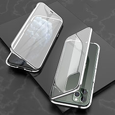 Coque Rebord Bumper Luxe Aluminum Metal Miroir 360 Degres Housse Etui Aimant T06 pour Apple iPhone 11 Pro Max Argent