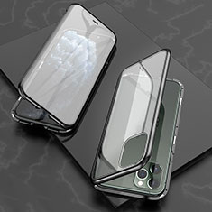 Coque Rebord Bumper Luxe Aluminum Metal Miroir 360 Degres Housse Etui Aimant T06 pour Apple iPhone 11 Pro Max Noir