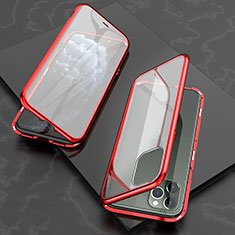 Coque Rebord Bumper Luxe Aluminum Metal Miroir 360 Degres Housse Etui Aimant T06 pour Apple iPhone 11 Pro Max Rouge