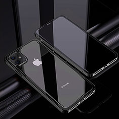 Coque Rebord Bumper Luxe Aluminum Metal Miroir 360 Degres Housse Etui Aimant T06 pour Apple iPhone 12 Mini Noir
