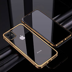 Coque Rebord Bumper Luxe Aluminum Metal Miroir 360 Degres Housse Etui Aimant T06 pour Apple iPhone 12 Mini Or