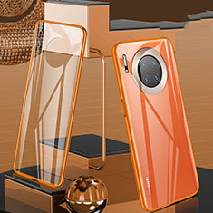 Coque Rebord Bumper Luxe Aluminum Metal Miroir 360 Degres Housse Etui Aimant T06 pour Huawei Mate 30 5G Orange