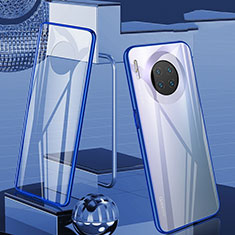 Coque Rebord Bumper Luxe Aluminum Metal Miroir 360 Degres Housse Etui Aimant T06 pour Huawei Mate 30 Pro 5G Bleu
