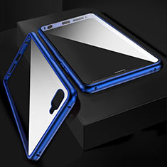 Coque Rebord Bumper Luxe Aluminum Metal Miroir 360 Degres Housse Etui Aimant T06 pour Oppo R15X Bleu