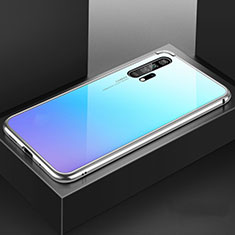 Coque Rebord Bumper Luxe Aluminum Metal Miroir 360 Degres Housse Etui Aimant T07 pour Huawei Honor 20 Pro Bleu
