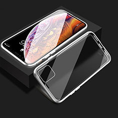 Coque Rebord Bumper Luxe Aluminum Metal Miroir 360 Degres Housse Etui Aimant T08 pour Apple iPhone 11 Argent