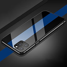 Coque Rebord Bumper Luxe Aluminum Metal Miroir 360 Degres Housse Etui Aimant T08 pour Apple iPhone 11 Pro Bleu