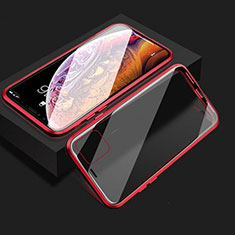 Coque Rebord Bumper Luxe Aluminum Metal Miroir 360 Degres Housse Etui Aimant T08 pour Apple iPhone 11 Rouge