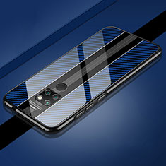 Coque Rebord Bumper Luxe Aluminum Metal Miroir 360 Degres Housse Etui Aimant T08 pour Huawei Mate 20 Bleu