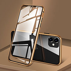 Coque Rebord Bumper Luxe Aluminum Metal Miroir 360 Degres Housse Etui Aimant T09 pour Apple iPhone 11 Or