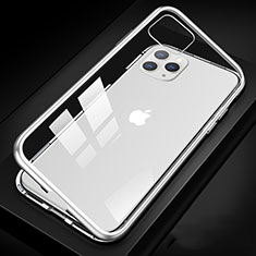 Coque Rebord Bumper Luxe Aluminum Metal Miroir 360 Degres Housse Etui Aimant T09 pour Apple iPhone 11 Pro Blanc