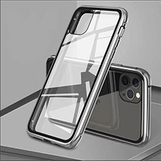 Coque Rebord Bumper Luxe Aluminum Metal Miroir 360 Degres Housse Etui Aimant T10 pour Apple iPhone 11 Pro Argent