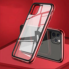 Coque Rebord Bumper Luxe Aluminum Metal Miroir 360 Degres Housse Etui Aimant T10 pour Apple iPhone 11 Pro Max Rouge
