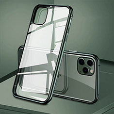 Coque Rebord Bumper Luxe Aluminum Metal Miroir 360 Degres Housse Etui Aimant T10 pour Apple iPhone 11 Pro Max Vert