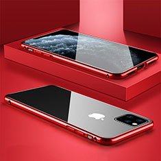 Coque Rebord Bumper Luxe Aluminum Metal Miroir 360 Degres Housse Etui Aimant T11 pour Apple iPhone 11 Pro Max Rouge