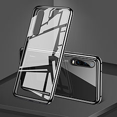 Coque Rebord Bumper Luxe Aluminum Metal Miroir 360 Degres Housse Etui Aimant T12 pour Huawei P30 Noir