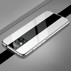 Coque Rebord Bumper Luxe Aluminum Metal Miroir 360 Degres Housse Etui Aimant T16 pour Huawei Mate 20 Pro Blanc