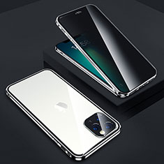 Coque Rebord Bumper Luxe Aluminum Metal Miroir 360 Degres Housse Etui Aimant Z05 pour Apple iPhone 13 Pro Max Argent