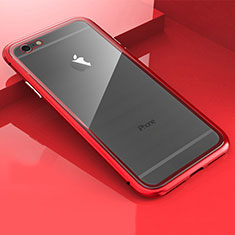 Coque Rebord Bumper Luxe Aluminum Metal Miroir 360 Degres Housse Etui M01 pour Apple iPhone 6 Plus Rouge