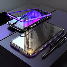 Coque Rebord Bumper Luxe Aluminum Metal Miroir 360 Degres Housse Etui M01 pour Apple iPhone 7 Bleu
