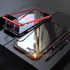 Coque Rebord Bumper Luxe Aluminum Metal Miroir 360 Degres Housse Etui M01 pour Apple iPhone 7 Plus Rouge et Noir