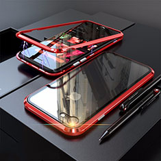 Coque Rebord Bumper Luxe Aluminum Metal Miroir 360 Degres Housse Etui M01 pour Apple iPhone 7 Rouge