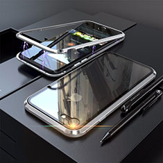 Coque Rebord Bumper Luxe Aluminum Metal Miroir 360 Degres Housse Etui M01 pour Apple iPhone SE (2020) Argent
