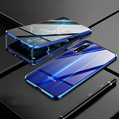 Coque Rebord Bumper Luxe Aluminum Metal Miroir 360 Degres Housse Etui M01 pour Huawei Honor 20S Bleu