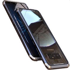 Coque Rebord Bumper Luxe Aluminum Metal Miroir 360 Degres Housse Etui M01 pour Samsung Galaxy Note 8 Gris
