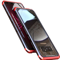 Coque Rebord Bumper Luxe Aluminum Metal Miroir 360 Degres Housse Etui M01 pour Samsung Galaxy Note 8 Rouge