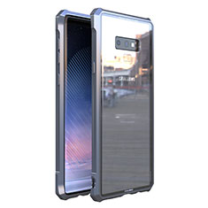 Coque Rebord Bumper Luxe Aluminum Metal Miroir 360 Degres Housse Etui M01 pour Samsung Galaxy Note 9 Argent