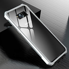 Coque Rebord Bumper Luxe Aluminum Metal Miroir 360 Degres Housse Etui M01 pour Samsung Galaxy S8 Plus Argent