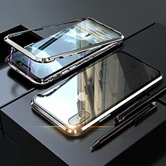 Coque Rebord Bumper Luxe Aluminum Metal Miroir 360 Degres Housse Etui M02 pour Apple iPhone X Argent