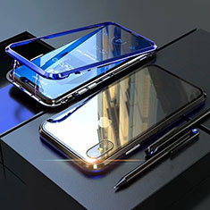 Coque Rebord Bumper Luxe Aluminum Metal Miroir 360 Degres Housse Etui M02 pour Apple iPhone X Bleu