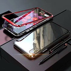 Coque Rebord Bumper Luxe Aluminum Metal Miroir 360 Degres Housse Etui M02 pour Apple iPhone X Rouge et Noir