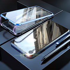 Coque Rebord Bumper Luxe Aluminum Metal Miroir 360 Degres Housse Etui M02 pour Apple iPhone XR Bleu
