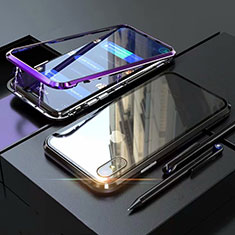 Coque Rebord Bumper Luxe Aluminum Metal Miroir 360 Degres Housse Etui M02 pour Apple iPhone Xs Violet