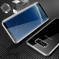 Coque Rebord Bumper Luxe Aluminum Metal Miroir 360 Degres Housse Etui M02 pour Samsung Galaxy S8 Argent